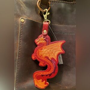 Portland Leather Chili Red Dragon Keychain - NEW